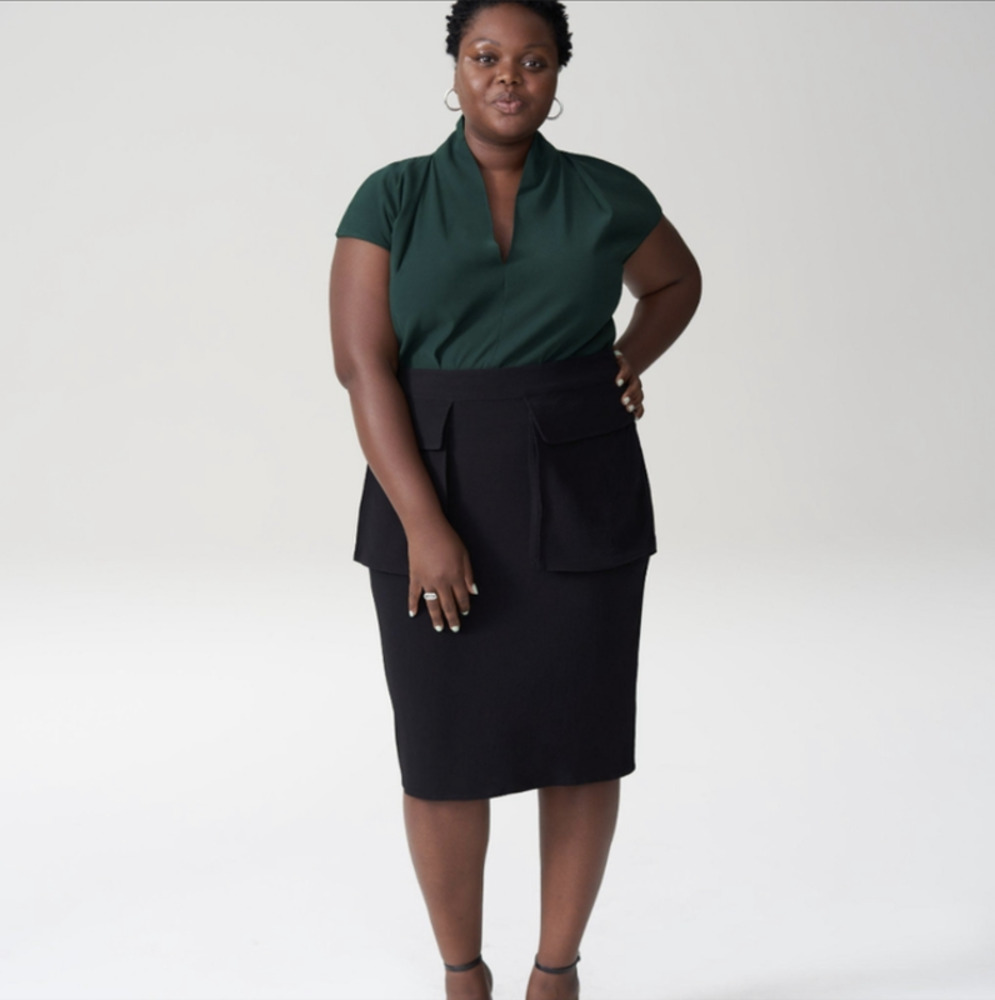 Universal Standard Cambria Luxe Twill Top Forest Green Sz XL = 4X